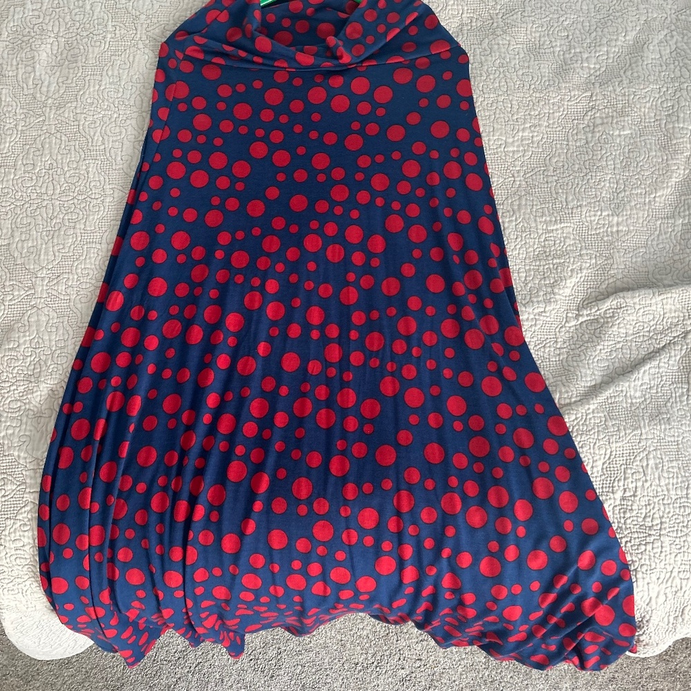 Blue with red polkadots skirt